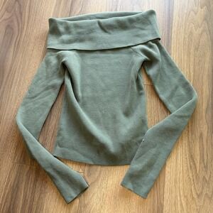 Aritzia Wilfred Green Off The shoulder Sweater Top XS